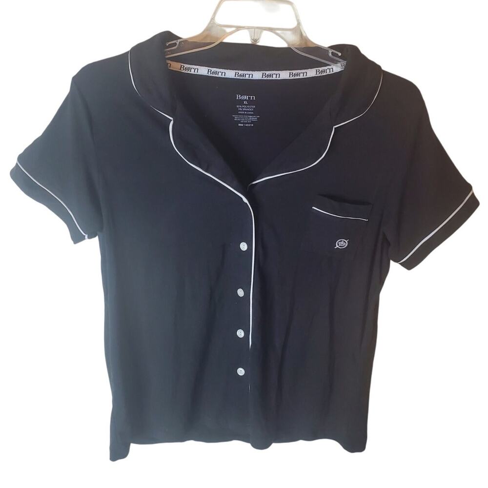 Born Black/White Pajama Lounge Top, NWOT, XL